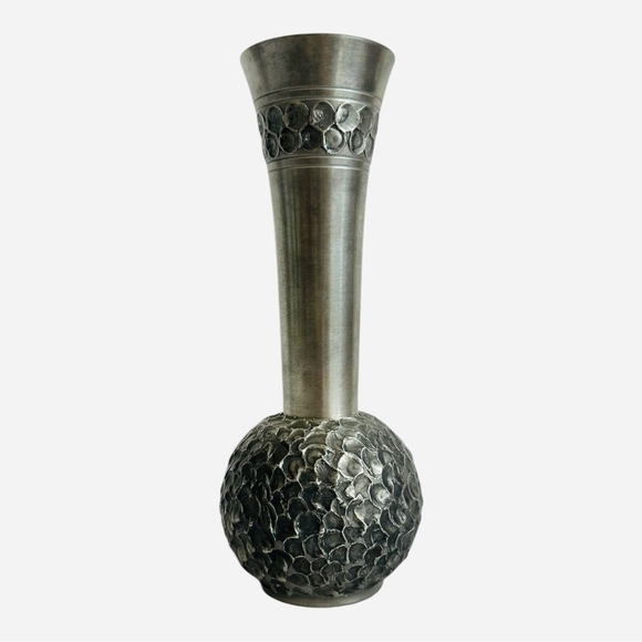 VNTG Vase Selandia Norway Pewter Vase Brutalist Design Scandinavian Home Decor - Picture 3 of 6